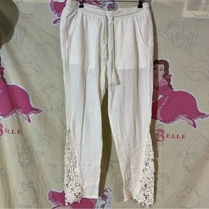 Billabong Cream Lace Trim Pants